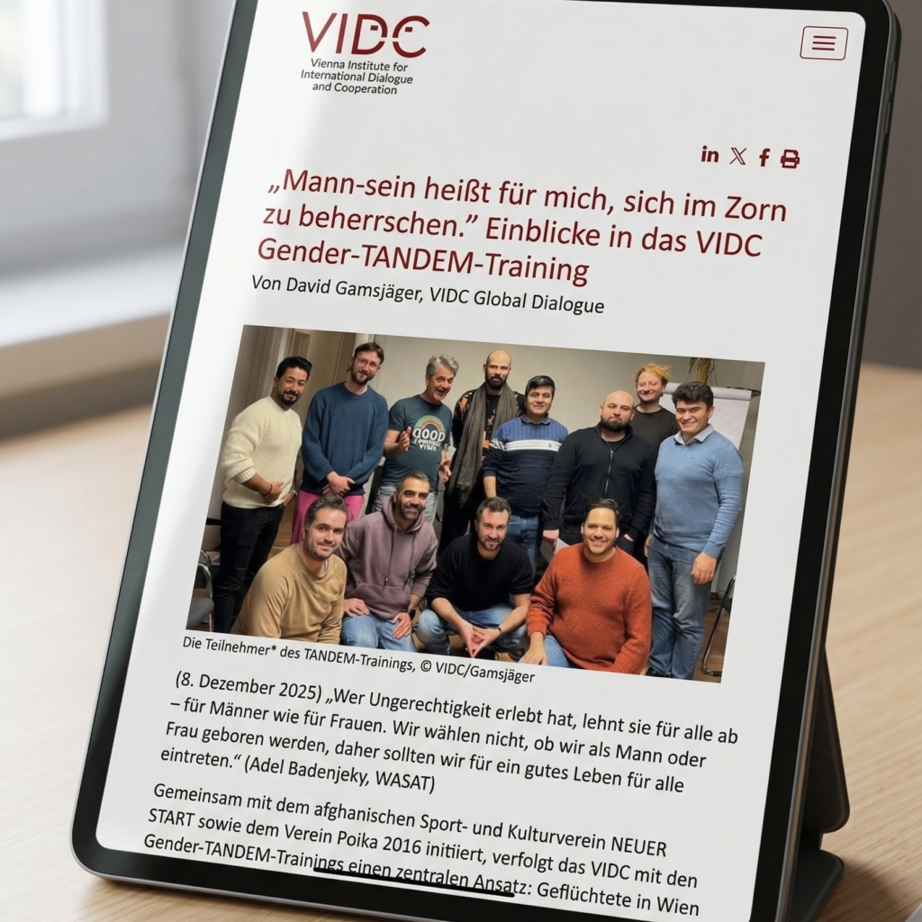 Adel Badenjeky beim VIDC Gender TANDEM Training Interview über Männlichkeit